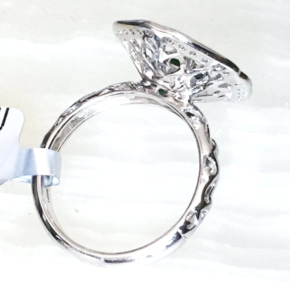 Chrome Diopside Nest Ring .925 Sterling Silver Natural Gemstones Concave - Picture 6 of 16